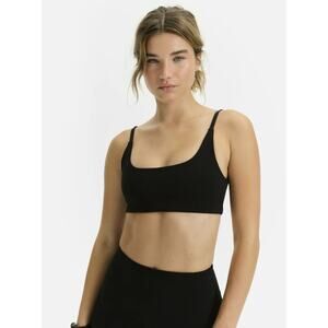 MATE the Label Organic Stretch Scoop Bra Jet Black XS Adjustable Workout Cotton